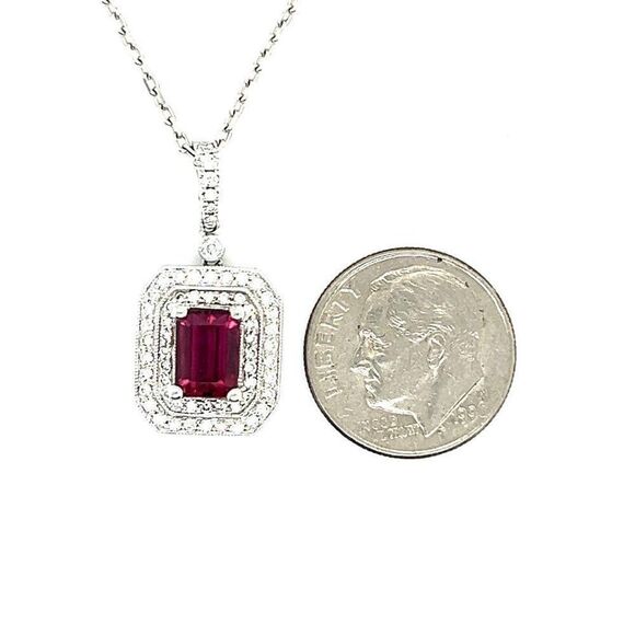 Diamond Rubellite Tourmaline Necklace 18" 18k G 1.80 TCW Certified $4,950 921140 - Picture 5 of 16